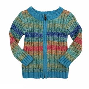 Peek Little Peanut Zip Front Striped Sweater Size 6-12 Months
